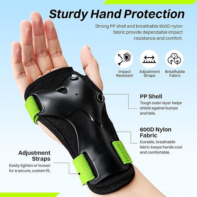 ZIFFY Knee Pads for Kids, Adjustable Knee and Elbow Pads Set with Wrist Guard, Protective Gear for Boys Girls Skateboard Roller Skating Cycling Bike – 2 Sizes, 4 Colors by Jova