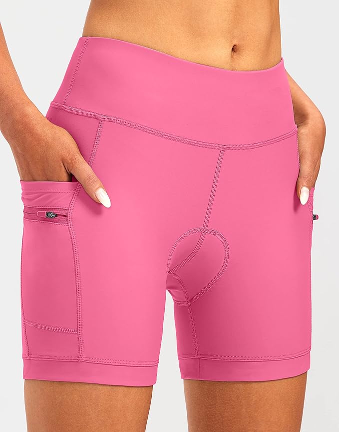 Women's 4D Padded Bike Shorts 5"/7" Riding Underwear Cycling Bicycle Road Biking Cycle Shorts for Women Zipper Pockets