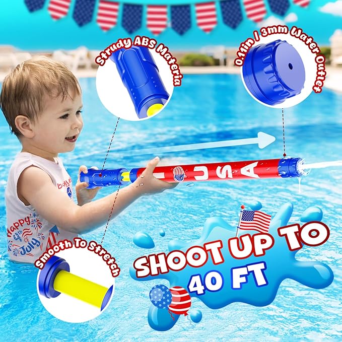 LQYoyz Water Gun 4th of July Idependence Day Super Water Soaker Blaster - 6 PCS Squirt Gun for Kids Water Game Fighting Toys for Summer Swimming Pool Beach Activity