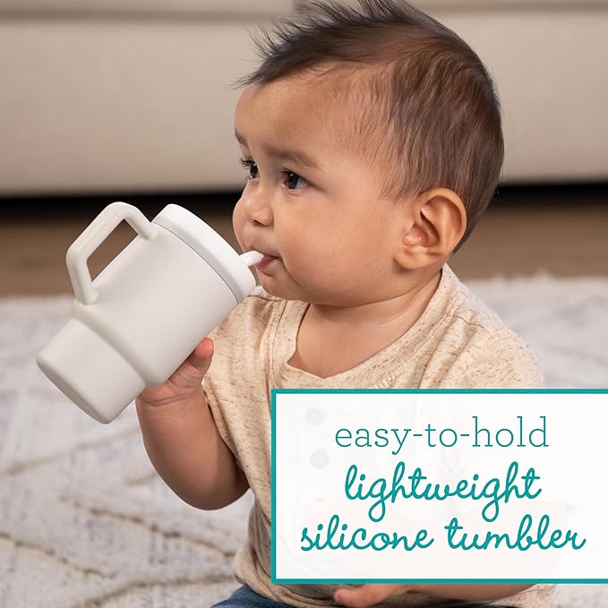 Infantino My 1st Tumbler, Silicone Sippy Cup with Straw & Handle, Spill-Resistant Baby Cup for On-the-Go, BPA-Free Transition Bottle