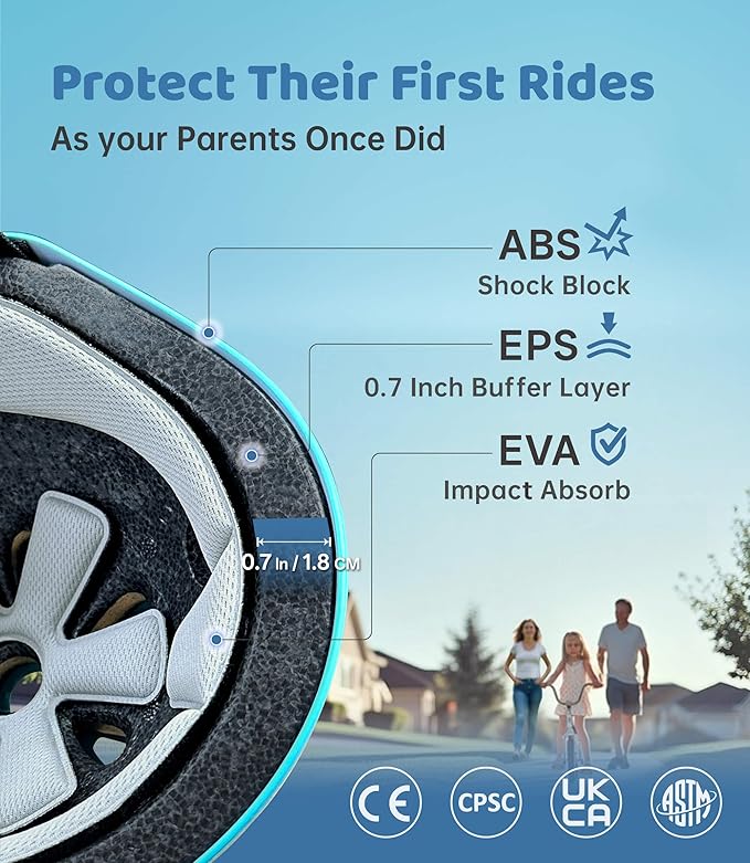 Simply Kids Bike Helmet with DIY Stickers, CPSC & CE Certified - Toddler Helmet for Skateboard Roller-Skating Bicycle Scooter