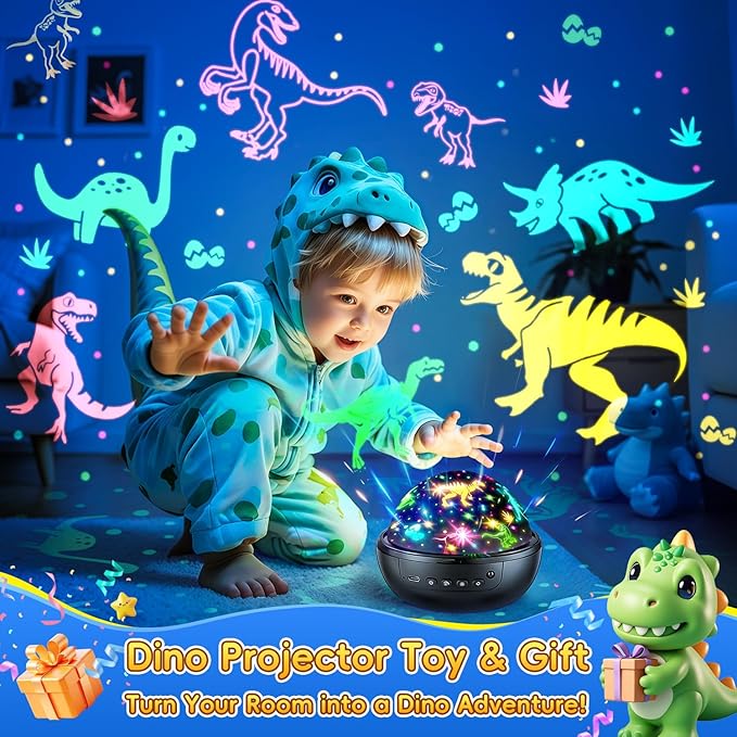 Dinosaur Toys for Kids 3-5, 【Remote+3 Films+93 Effects】 Dinosaur Toys for Kids 2-4, 【3 Timer+5 Brightness】 Toys for 3 Year Old Boys, Rotate 3 Year Old Boy Gift, 5 Year Old Boy Birthday Gift