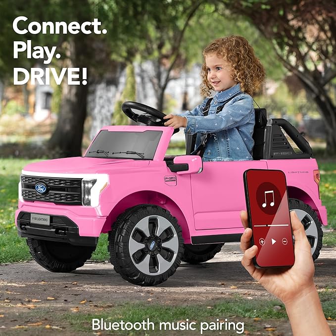 Best Choice Products Licensed Ford F-150 Lightning Truck Kids 12V Electric Ride On Car Toy w/ 66lb Weight Capacity, Parent Control, Bluetooth - Pink
