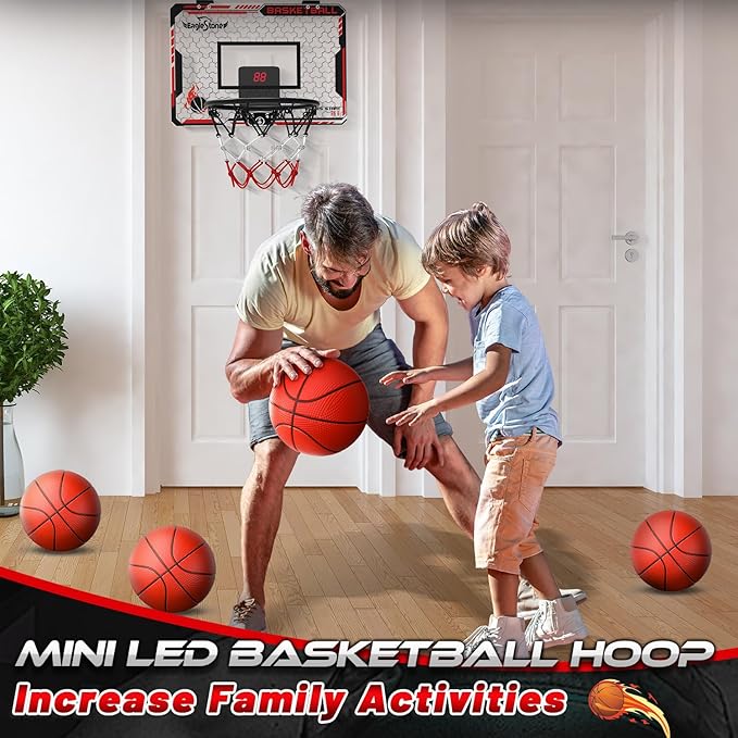 EagleStone Kids Indoor Basketball Hoop, 4 Balls Mini Basketball Toy for Toddlers