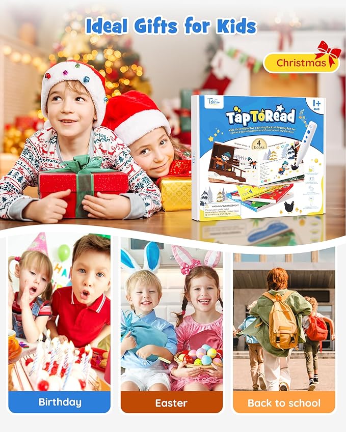 Musical Word Talking Pen Book Set, Interactive Audio Sound Books, Learning Education Toys, Early Educational Autism Therapy Birthdays for Toddlers Kids 1 2 3 4 5