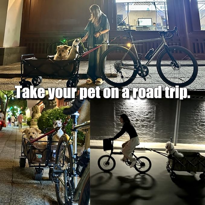 Bike Trailer Hitch for Portable Folding Wagon Bike Trailer Connector for Pet Cart Bicycle Trailer Collapsible Steel Garden Cart for Grocery Sports Garden Shopping Camping