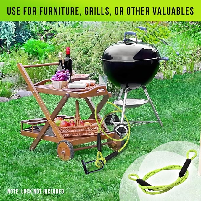 Big & Strong 7/16" Steel Security Cable Lock (7FT/13FT) with Looped Ends Anti-Theft for High-Value Assets, Protection of Motorcycles, Generators, Jobsite Tools, Grills & More