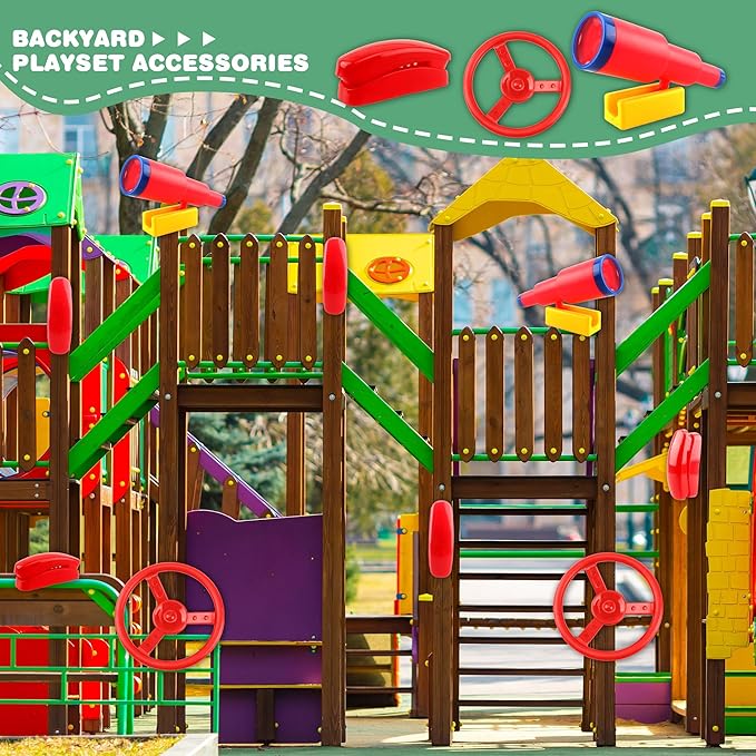 Playground Accessories Swingset Steering Wheel Plastic Telescope Telephone Swingset Phone Toy for Kids Outdoor Playground Backyard Treehouse
