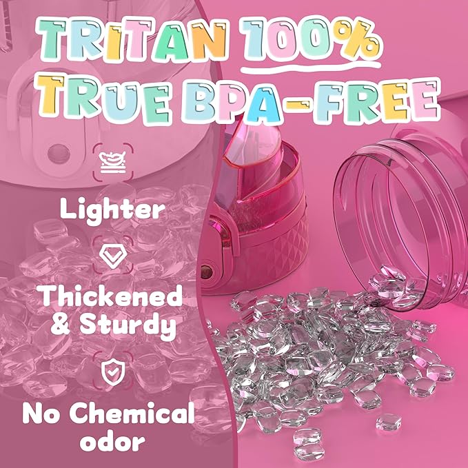 OLDLEY 12oz Kids Motivational Water Bottle with Silicone Straw, Leak-Proof Tritan BPA-Free, Reusable for School Girls & Boys, Eggplant