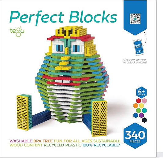 Tegu 340 Piece Perfect Blocks Building Set, Multicolor