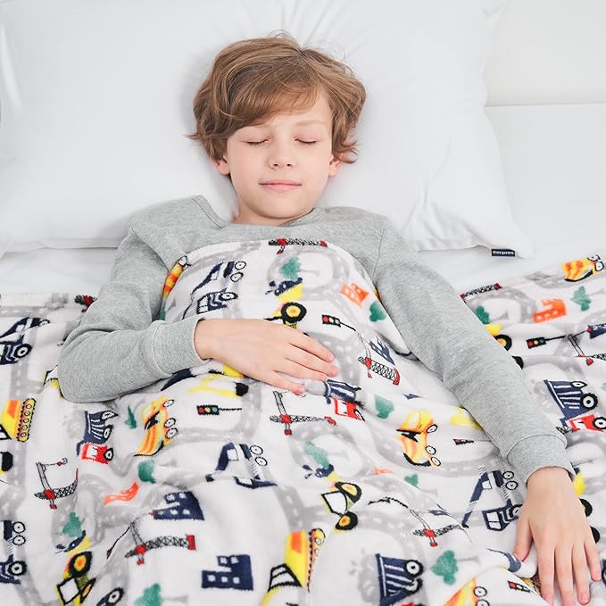 Softan Truck Blanket for Boys, Kids Throw Blanket for Boys and Girls Soft Cozy Flannel, Cute Truck Blanket for Sofa Couch Bed, Christmas Birthday Gift for Kids, 50x60 Inches