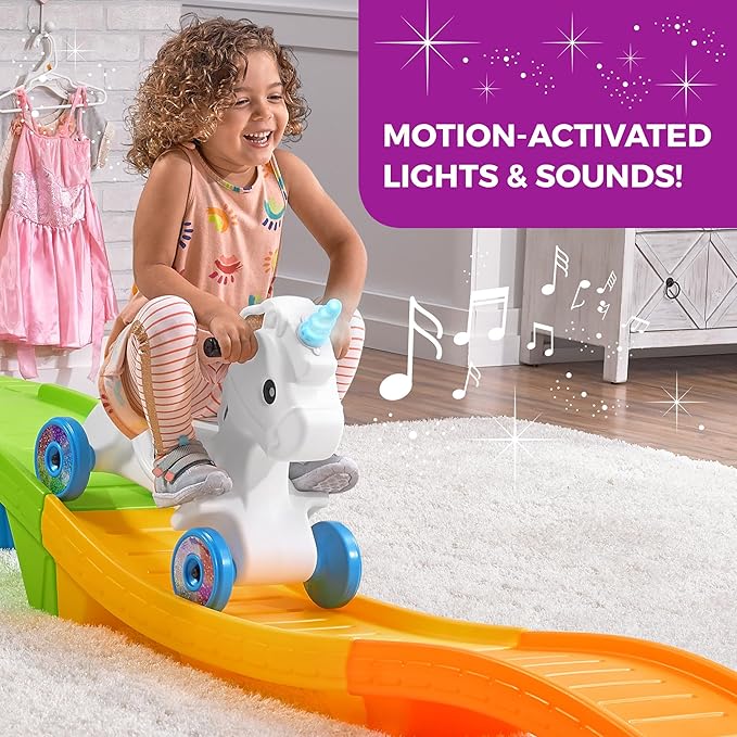 Step2 Unicorn Up & Down Roller Coaster Kids Ride On Toy, Push Car, Indoor/Outdoor Playset, Made of Durable Plastic, Max Weight 50 lbs., For Toddlers 2-5 Years Old, Multicolor