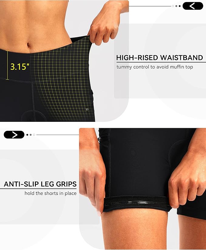 Women's 4D Padded Bike Shorts 5"/7" Riding Underwear Cycling Bicycle Road Biking Cycle Shorts for Women Zipper Pockets