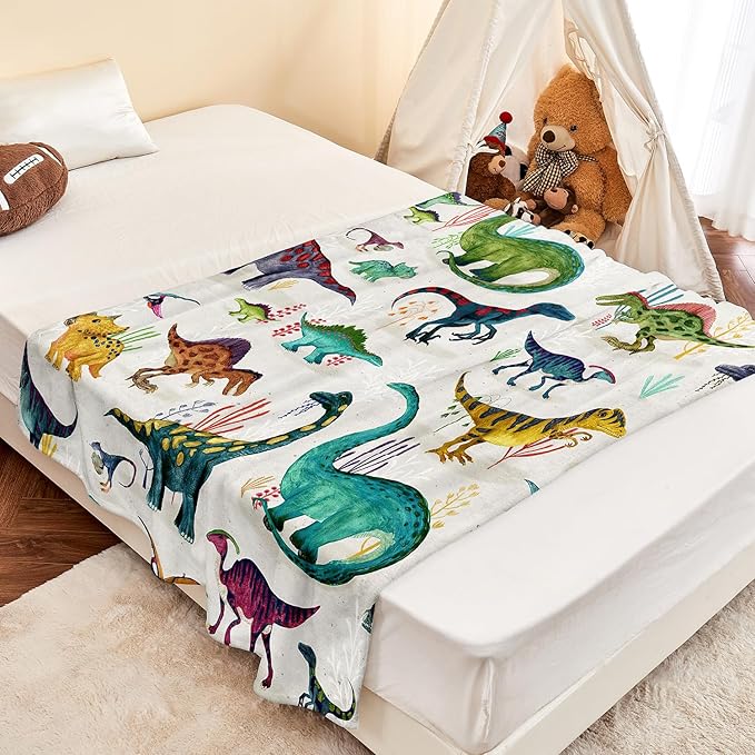 Wajade Dinosaur Blanket for Boys, Soft Fleece Kids Blanket for Couch Sofa Bedroom, Toddler Cute Dinosaur Throw Blanket Gifts for Birthday Christmars Easter Halloween, 60"x80"