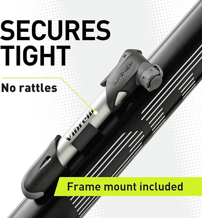 Vibrelli Mini Bike Pump - Presta & Schrader Bicycle Pump - 120 PSI Tire Pump for Road & MTB - No Valve Changing Needed