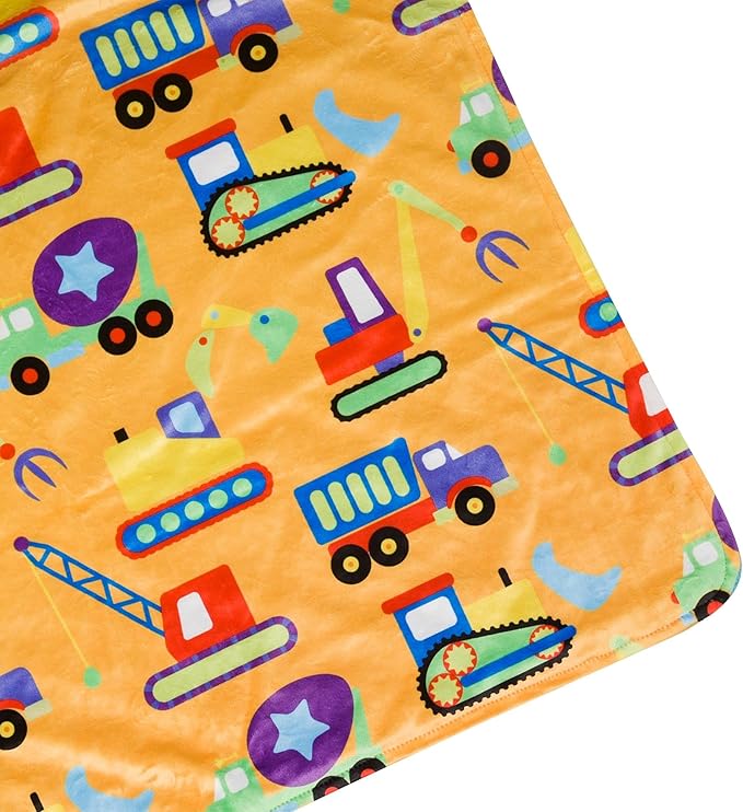 Wildkin Plush Baby Blanket – Soft & Cozy Comfort, Ideal for Toddlers, Travel & Daycare - Under Construction