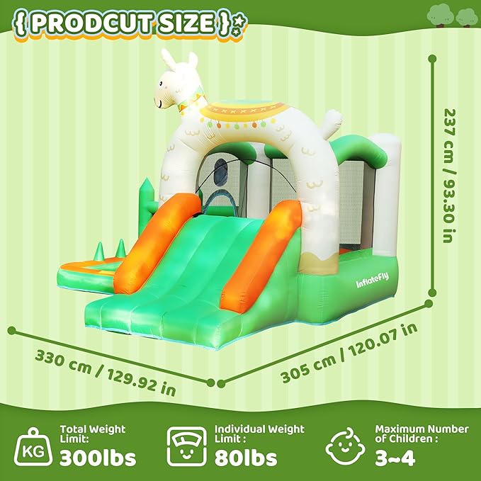 Bounce House Inflatable Bouncer with Slide Alpaca Jumping Castle Kids Bouncy Castle with Ball Pit for Wet and Dry