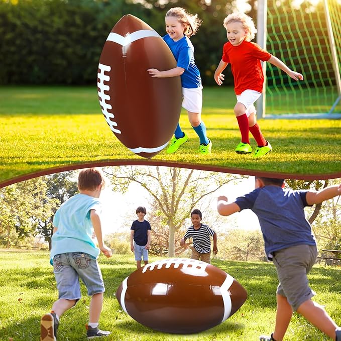 Leyndo 2 Pieces Inflatable Jumbo Football Set Include 36.6" Blow Up Football and 54.3" Inflatable Goal Post for Game Sport Party Decoration, Outdoor Sport Toy for Practice and Fun