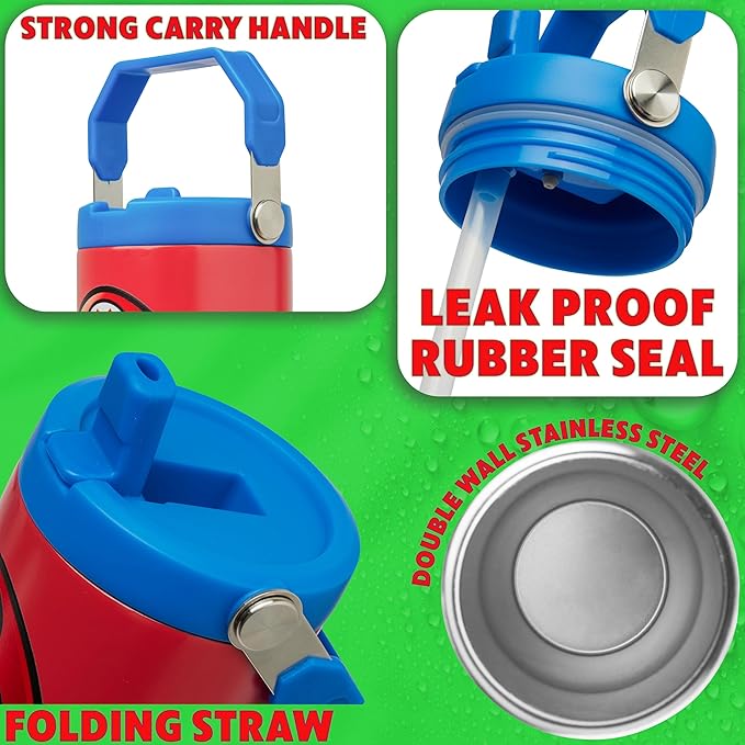 Get Trend Super Mario Tumbler Stainless Steel with Straw 30oz Kids Teens Insulated Cup with Lid Travel Mug Cups for School Sports Gifts for Kids (Red Super Mario)