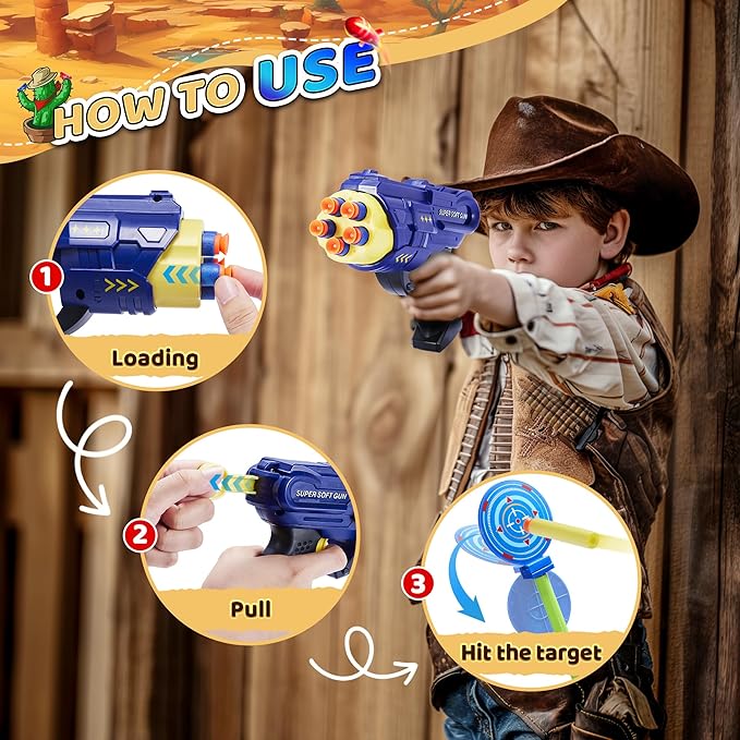 2-Player Shooting Game Toy,Foam Dart Toy Gun with Auto Reset Rotating Shooting Target,Ideal Gift for Kids Ages 4, 5, 6, 7, 8,9,10+