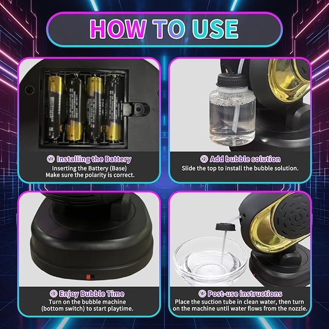 Bubble Machine, Durable Bubble Machines for Kids Toddler Parties, Automatic Bubble Blower Machine Bubble Maker Battery Operated, Great for Wedding Birthday - Halloween Bubble Toy, Black