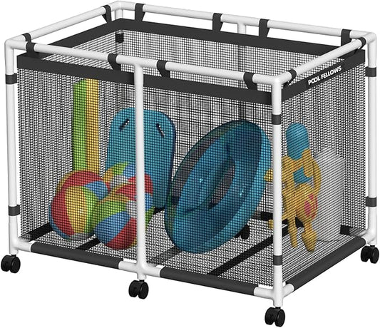 Pool Storage Bin, 214 Gallons, Holder for Noodles, Toys, Floats, Towels, Large Mesh Organizer for Swimming Equipments, Max Style