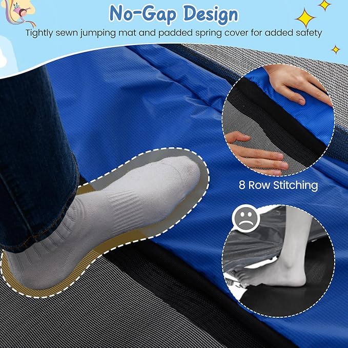 Goplus 6 x 4 FT Rectangle Kids Trampoline, Indoor Outdoor Recreational Trampoline with Swing, Gymnastics Bar & Safety Enclosure Net, ASTM Compliant Gift for Children Boys Girls