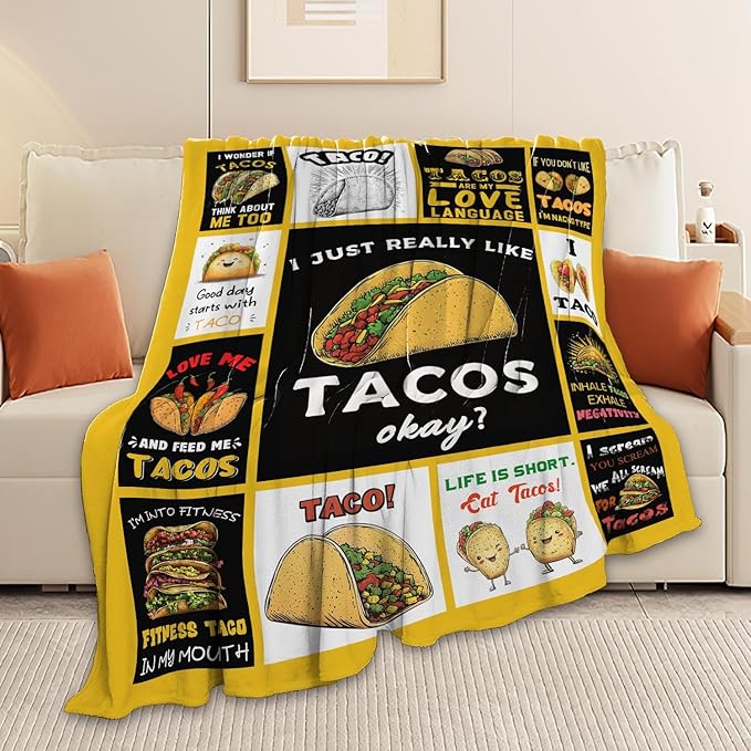 Taco Blanket Food Burrito Throw Blanket Gifts for Taco Lovers Girls Women Kids Boys Adults Men Super Soft Cozy Plush Fluffy Fuzzy Fleece Blanket Home Decor 50''X60''