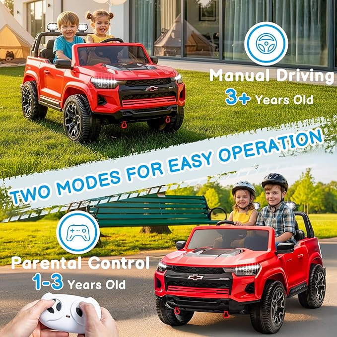 Winado 24V Licensed Colorado Electric Car for Kids, Ride on Toys for Toddlers with Remote Control, 2 Seater Electric Car Ride On Vehicle w/Bluetooth, Soft Start, LED Lights - Red