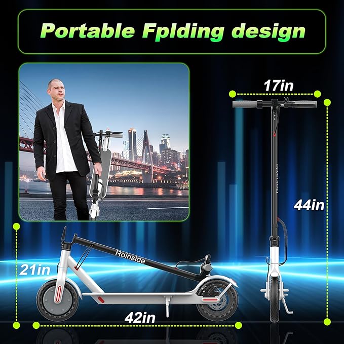 Electric Scooter - 8.5"/10'' Solid Tires, 350W/500W Motor, Up to 19-22MPH and 21-24Miles Long-Range Portable Commuting Scooter for Adults with Double Braking System and App