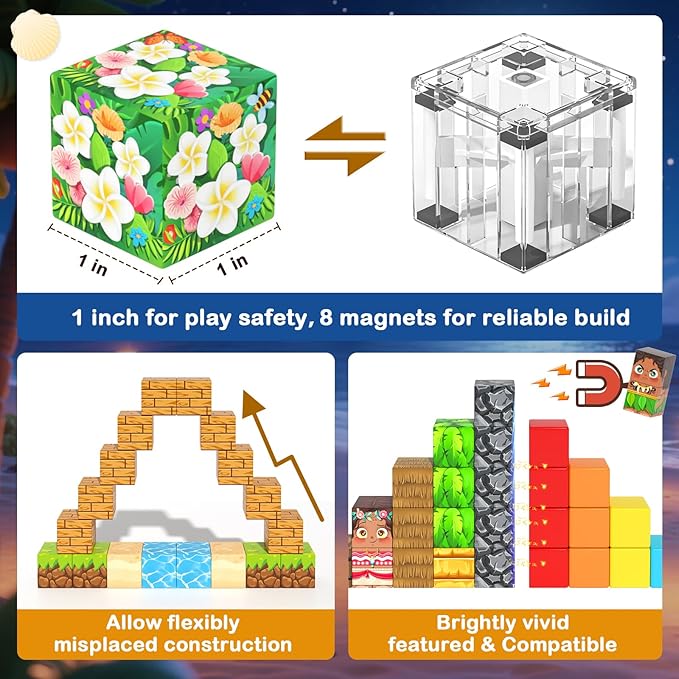 Magnetic Blocks - 120PCS 1“ Magnetic Building Blocks Kids Toys for Age 3-5 4-8 5-7 8-12, Stacking Mine Magnet World Craft Cubes for Kids, Educational Toys Christmas Birthday Game Gifts for Boys Girls