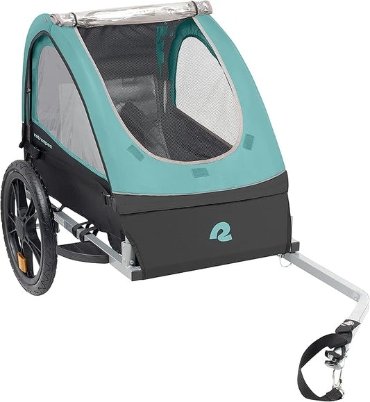 Single & Double Passenger Children’s Foldable/Collapsible Tow Behind Bike Trailer with 16" Wheels, Safety Reflectors & Rear Storage Compartment
