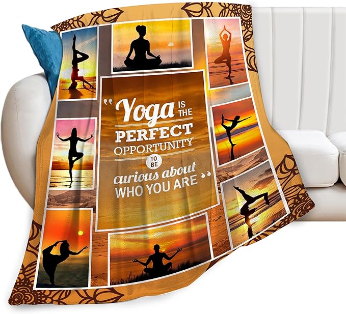 Yoga Sport Blanket - Ultra Soft Cozy Fleece Yoga Meditation Throw Blanket - Fuzzy Plush Bedding Blankets for Kids, Teens, Adults, Girls, Boys, Women, Men - 80"x60"