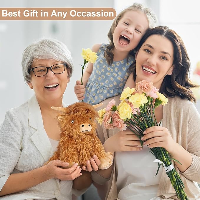 2Pcs Heatable & Coolable Highland Cow Stuffed Animal Plushie, Microwavable Heating Pad for Soothing & Relaxation, Lavender Scented Cattle Plush Toys for Stress Relief, Stuffed Cow Gifts