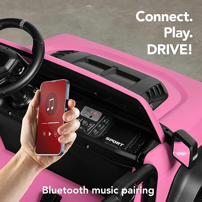 Best Choice Products Kids 24V 2-Seater Electric Ride On Car Truck w/ 132lb Weight Capacity, Parent Control, Bluetooth, LED Lights - Pink