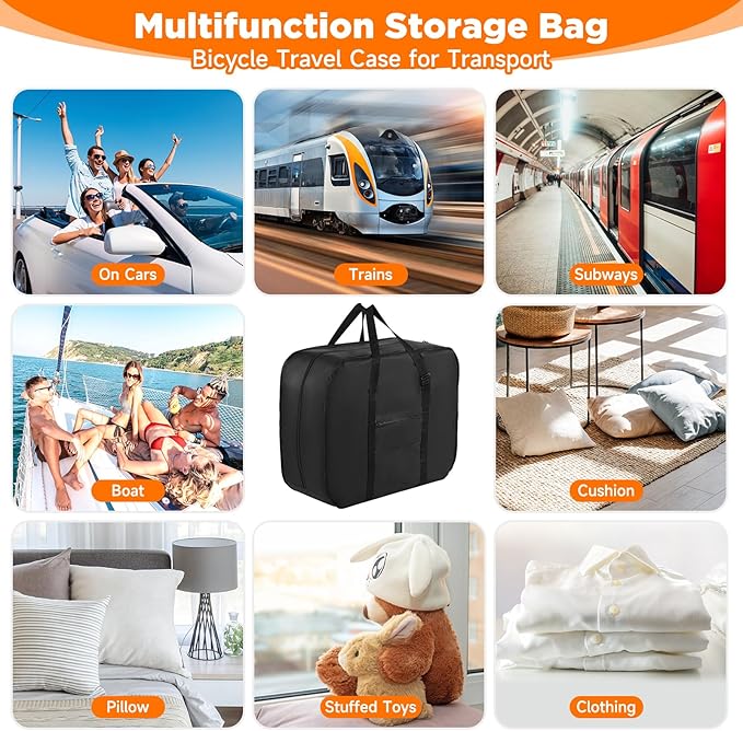 Bike Travel Bag,Heavy Duty 840D Transport Bicycle Storage Carry Bag with Strong Webbing,Portable Folding Cycling and Bicycle Bags Bike Suitcase Waterproof for Airplane Shipping
