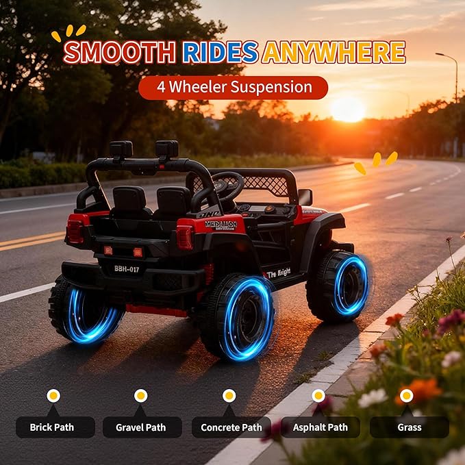 12V Kids Electric Ride on Truck，Parent Remote Control Car for Kids| Features 3 Speeds to 6MPH, 2 * 550w Moto, Spring Suspension, LED Lights, Music | for Children Aged 2-8 Years, Red