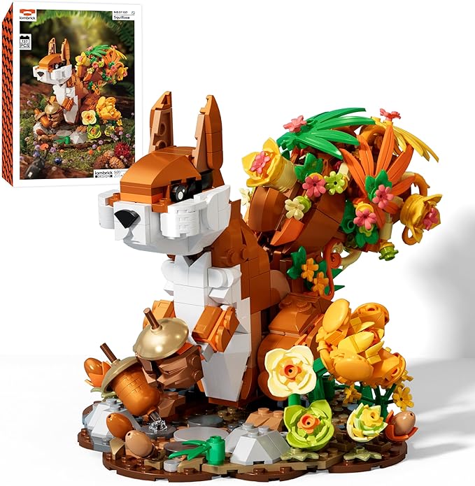 Squirrel MOC Building Sets, Autumn Forest Squirrel Building Blocks Set for Adults, MOC Squirrel Animal Building Kit Model Gifts, Autumn Forest Squirrel Collectible Display, 737PCS