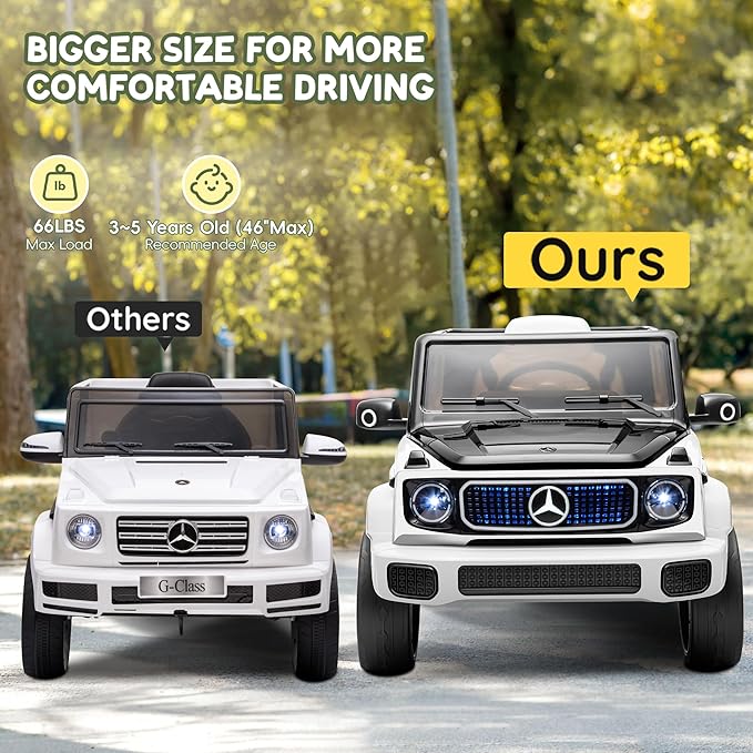 Kids Ride On Car, Electric Car for Kids, 12V Ride on Truck Toy w/Remote Control, LED Light, 3 Speeds, Music, Aged 3-5 Years Old, White