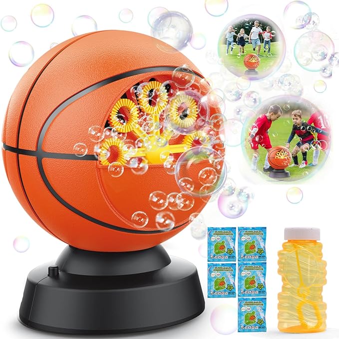 Basketball Bubble Machine, Toy for Ages 5-7 Year Olds, Kids & Toddlers, Birthday Gift for 3 4 5 6 7 8 Year Old Boys Girls, Suitable for Party, Outdoor & House Activities with Bubbles