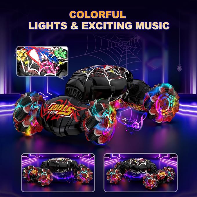 Nikuku Gesture Sensing RC Stunt Car - 4WD Hand Controlled Remote Control Car with 360° Rotation, 2.4GHz Drift Toy for Kids Ages 6 7 8-12 13 Year Olds - Best Birthday Gifts for Boys Girls