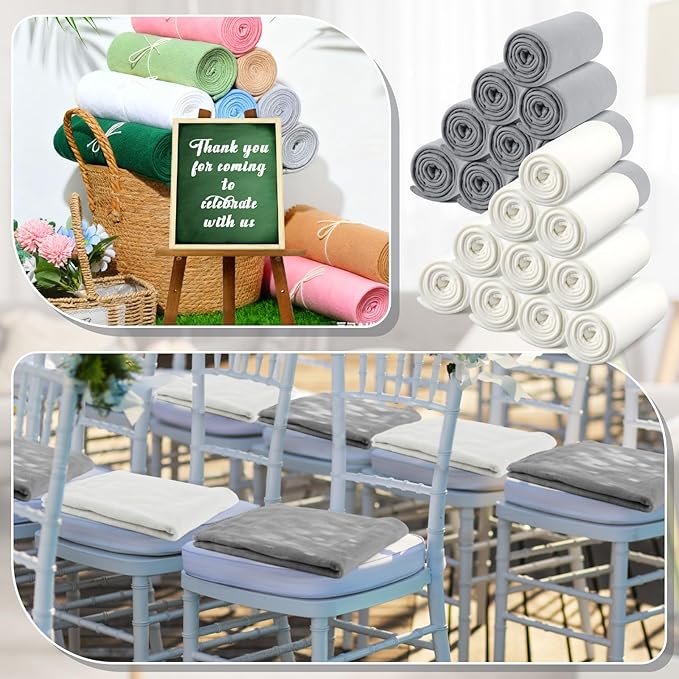 Newwiee 24 Pcs Fleece Throw Blankets Bulk Outdoor Wedding Guest Gifts Soft Lightweight Sleepover Lap Blankets Pet Home Sofa Couch Office Donation Homeless, 50 x 60 Inch (White/Gray)