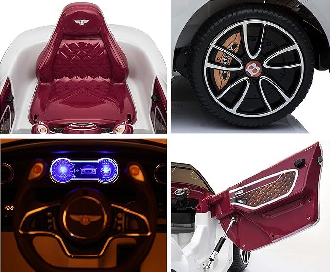 Licensed Bentley EXP12 Kids Ride on Toy Car, 12V Battery Powered Children Electric 4 Wheels w/Parent Remote Control, Foot Pedal, 2 Speeds, Music, Aux, LED Headlights (Black)