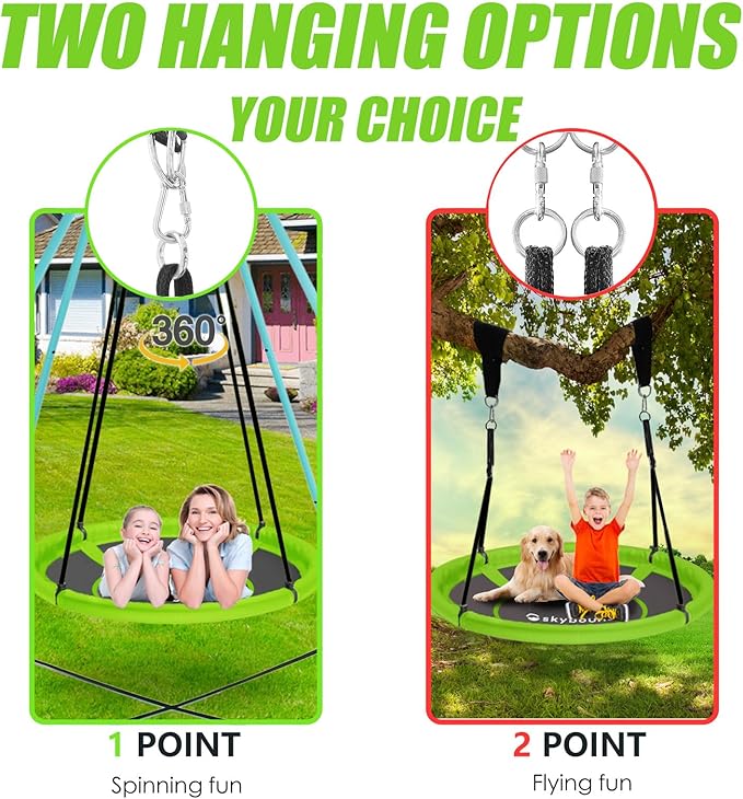 SkyBound Tree Swing Saucer Swing - 600LB Weight Capacity - Outdoor Swing with Hanging Straps - Waterproof Tree Swings for Kids