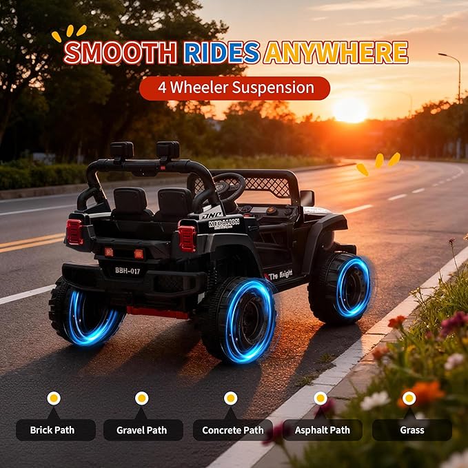 12V Kids Electric Ride on Truck，Parent Remote Control Car for Kids| Features 3 Speeds to 6MPH, 2 * 550w Moto, Spring Suspension, LED Lights, Music | for Children Aged 2-8 Years，Black