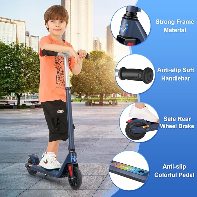 Caroma Electric Scooter for Kids Ages 6-14, 180W/150W Motor & 10 Mph, 85 Mins Ride Time, Adjustable Height & Speed, LED Display & Colorful Lights, Kids Electric Scooter, Best Gifts for Girls and Boy