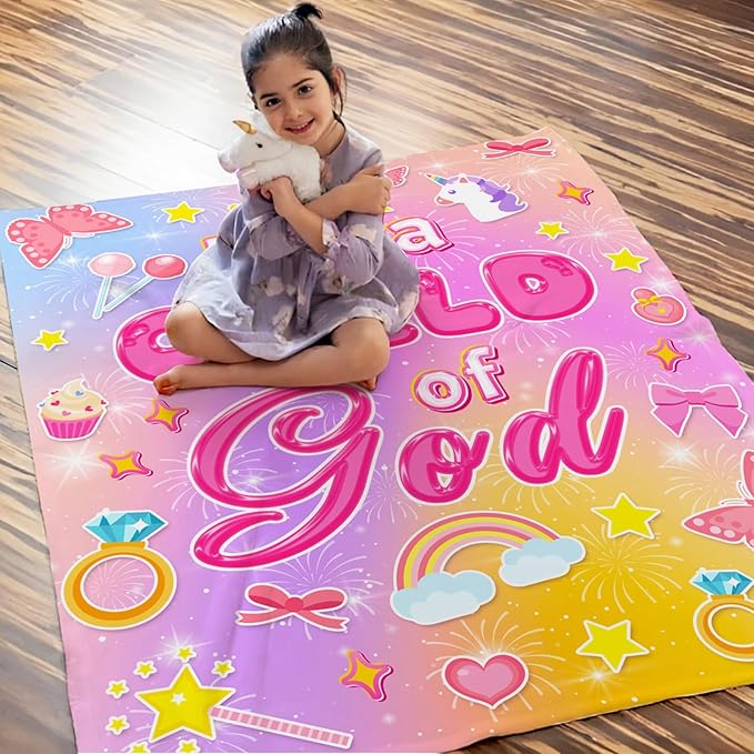Christian Gifts for Kids Girls, Christian Blankets Birthday Gifts Ideas, Lightweight Soft Cozy Fuzzy Throws for Girls Age 3-4, I am a Child of God Throw Blanket Decor for Couch, Sofa, Bed (30''x40'')