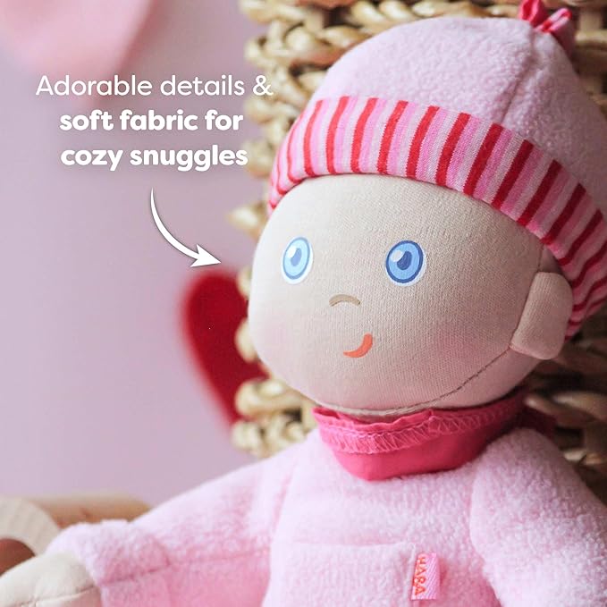 HABA Doll Snug Up Luisa 8" My First Baby Doll, Machine Washable & Safe for Birth & Up, Newborn Toys