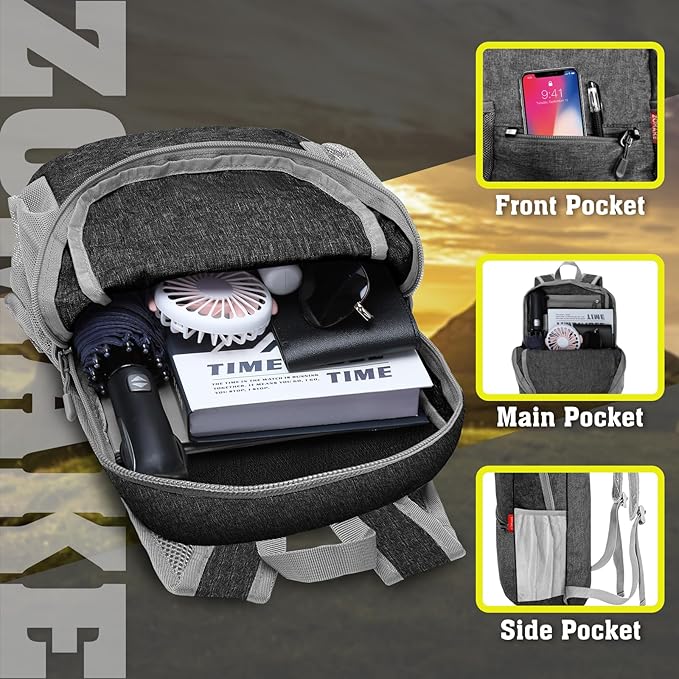 ZOMAKE 10L Lightweight Packable Hiking Backpack, Small Travel Hiking Daypack for Women Men Tear Resistant Foldable Day Pack for Camping Outdoor Sports(Black)