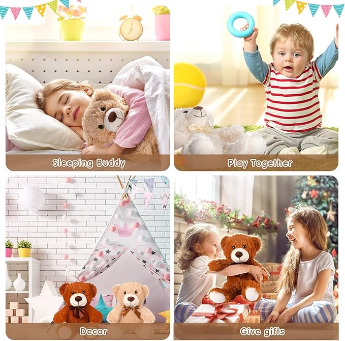 Zhanmai 12 Pcs 14 Inch Bear Stuffed Animal Bulk Gifts Bulk Soft Plush Stuffed Bear for Bridal Christmas Anniversary Centerpiece Baby Shower Party Favor